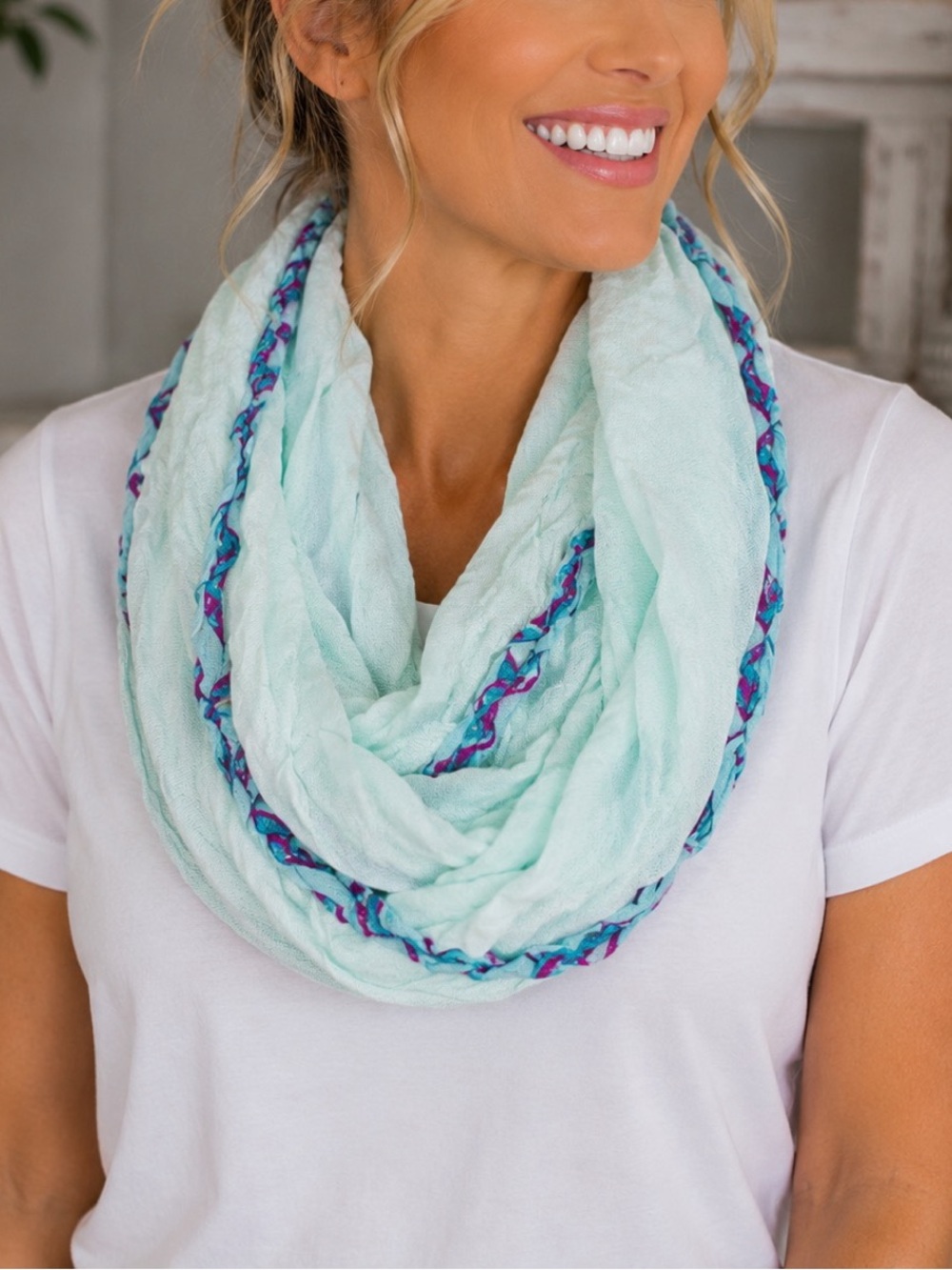 Charming Charlie Seafoam Green Infinity Scarf